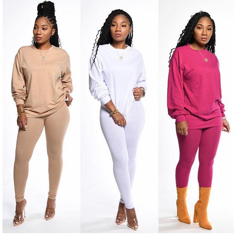 Women's Two Piece Casual Sweatshirt Jogger Pants Outfit cotton 2 Piece –  Say It On Tees Now