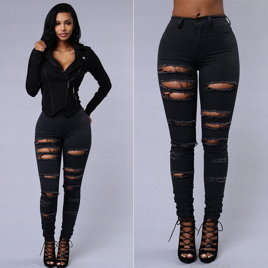 Ripped Jeans Women Skinny Trousers Casual High Waist Pencil Pants Say It On Tees Now