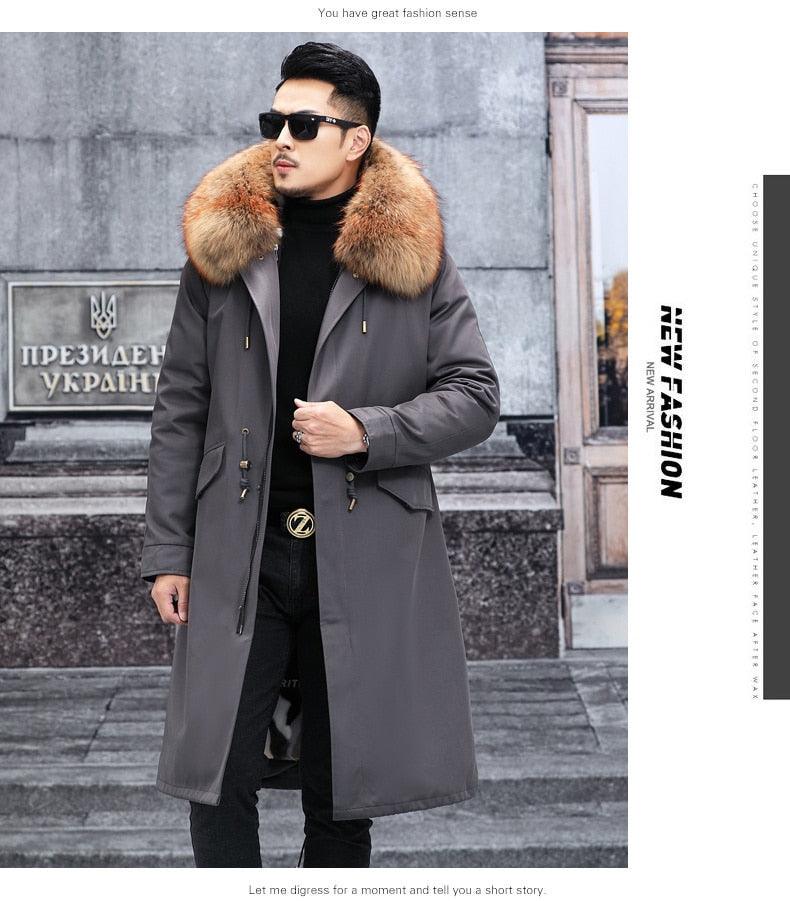 Mens Leather Coats Faux Fur Collar Jacket Warm Coats Thicken Outdoor