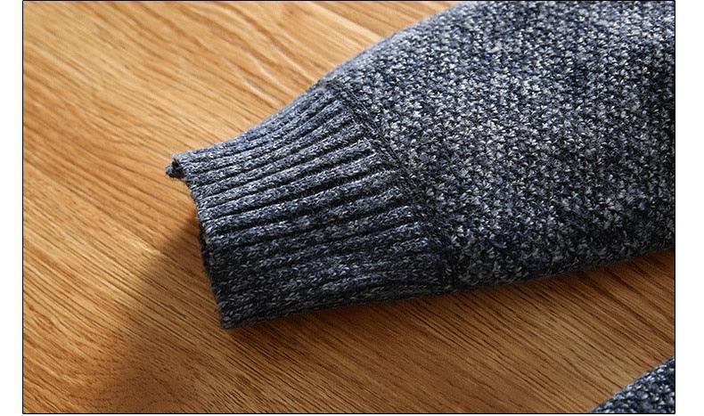 Men's Fleece Half Zipper Turtleneck Warm Pullover Sweater Slim Knitted Wool Sweaters - Say It On Tees Now