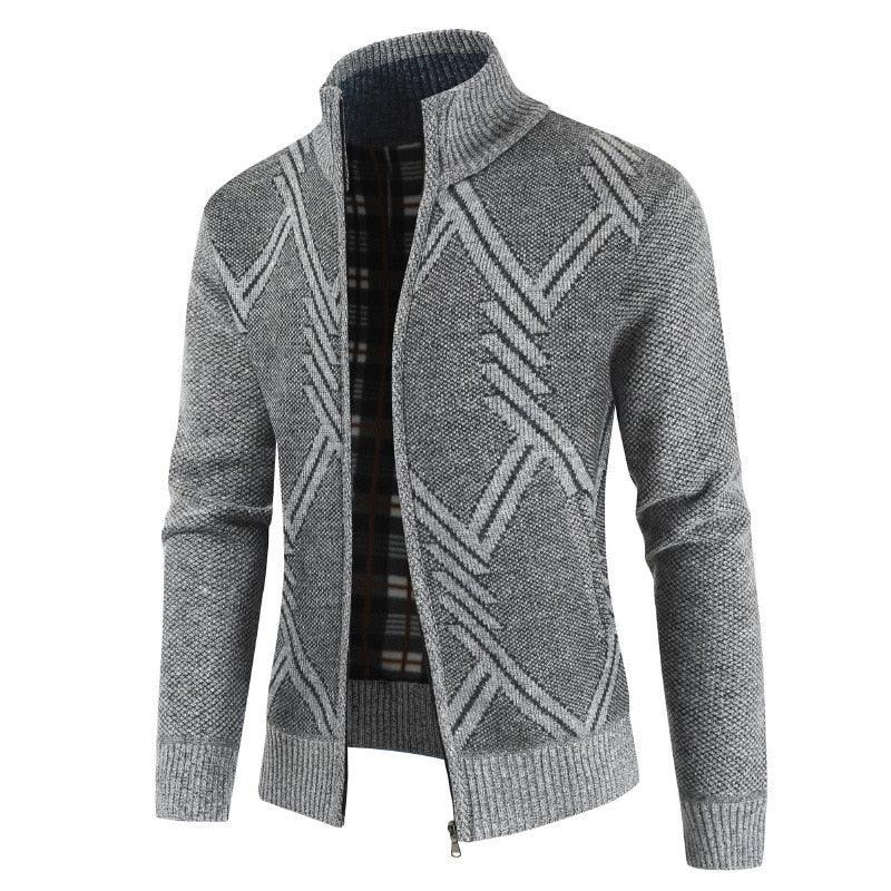 Men's Slim Fit Casual Stand Collar Zip Thick Fleece Winter Jacket Coats - Say It On Tees Now