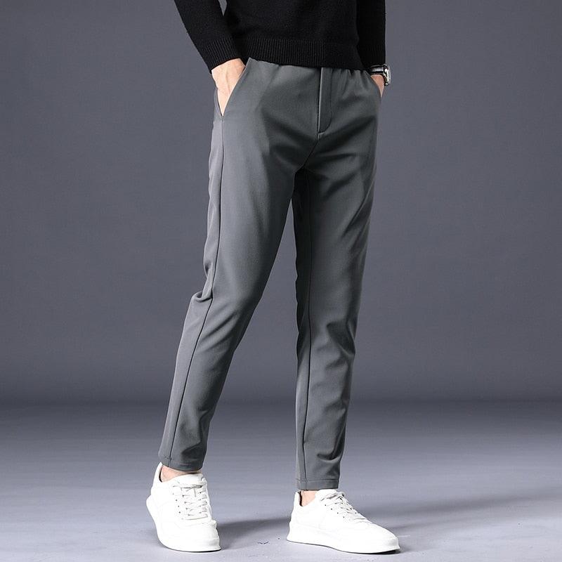 Warm Dress Pants Men's Formal Solid Color Slightly Stretch - Temu